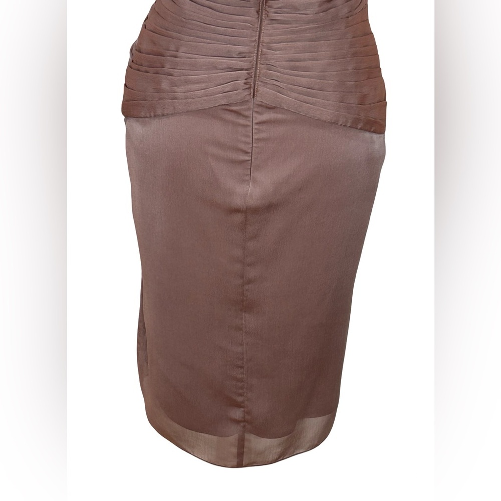 Adrianna Papell Mauve Pink Chiffon Pleated Cocktail Dress Ruched Size 8 Fairy - Picture 7 of 10
